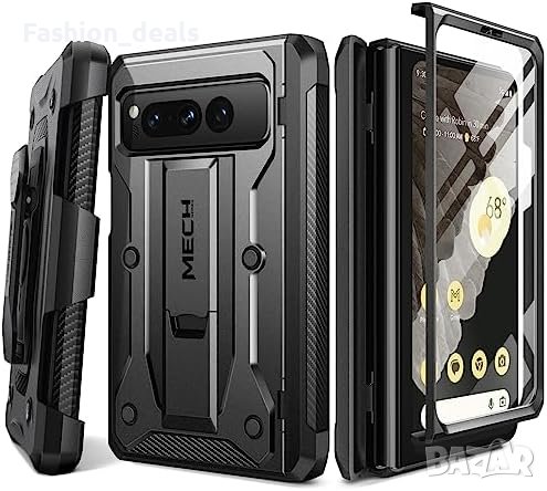 Нов Военен двуслоен удароустойчив здрав калъф за телефон със стойка и щипка за колан за Pixel Fold 5