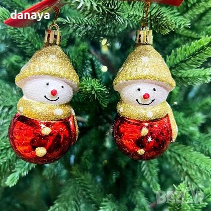 6124 Коледни играчки за елха Снежен човек, 4 броя, снимка 4 - Декорация за дома - 51877297