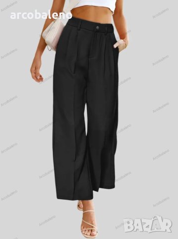 Ежедневни дамски широки панталони с копчета и джобове с висока талия, 5цвята - 024, снимка 6 - Панталони - 40956746
