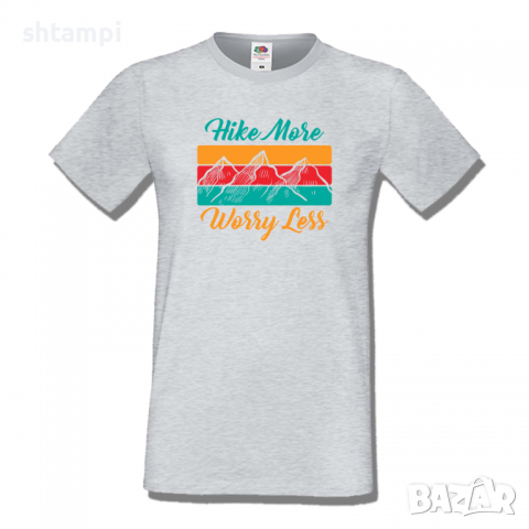 Мъжка тениска Hike More Worry Less,Къмпинг,Планина,Изненада,Подарък,Поход,Връх,Хижа,, снимка 4 - Тениски - 36351852