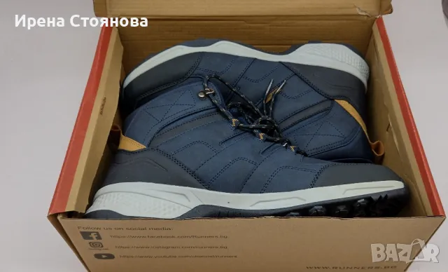 Мъжки зимни боти Runners, син цвят 45, снимка 4 - Мъжки боти - 49270062