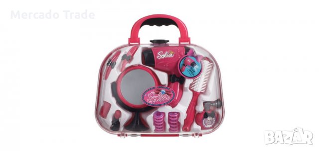 Фризьорско куфарче с принадлежности, Розово, снимка 2 - Кукли - 35877249