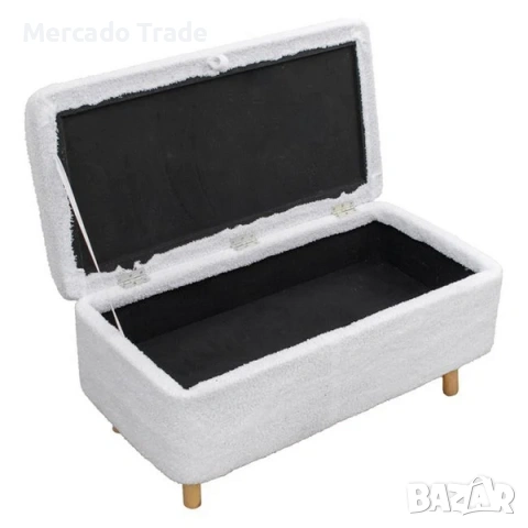 Декоративна табуретка с място за съхранение  Mercado Trade, Дърво, Бял, снимка 3 - Декорация за дома - 53513979