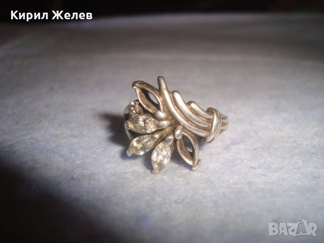 СТАР СРЕБЪРЕН ФЛОРАЛЕН АРТ ПРЪСТЕН СРЕБРО 925 с ЦИРКОНИ 25971, снимка 14 - Пръстени - 35974403
