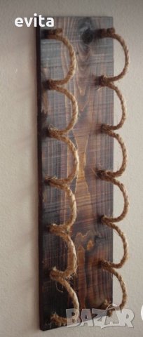 Елегантна стойка за 2–10 бутилки вино – кожа или премиум въже, снимка 7 - Пана - 34273934