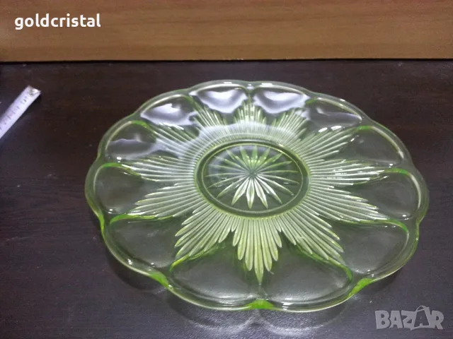 ретро стъклено плато поднос ураново стъкло 