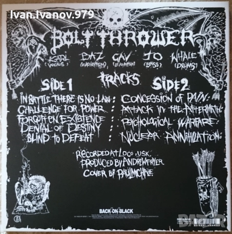 Vinyl (Bolt Thrower - In Battle There Is No Law!), снимка 2 - Грамофонни плочи - 52310542