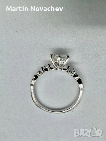 Сребърен пръстен с мойсанит (Диамант) 1 карат, снимка 9 - Пръстени - 51459044