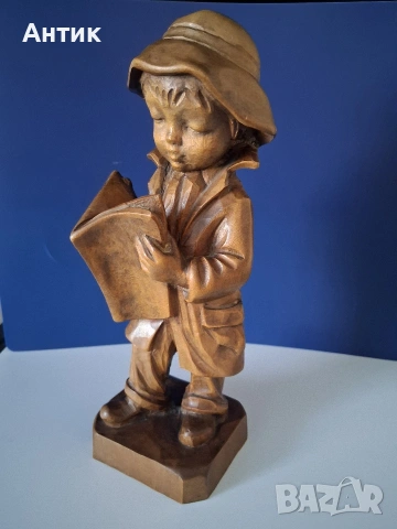 Красива Стара Дървена Фигура Момченце Белгия , снимка 4 - Други ценни предмети - 53644439
