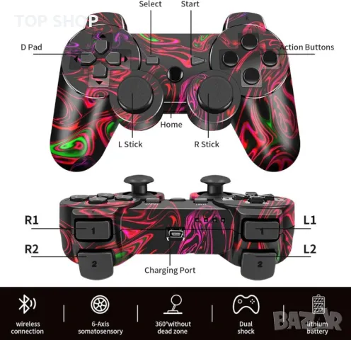 Playstation 3Безжичен контролер с дизайн във формата на светкавица, контролер Play3, безжичен контр