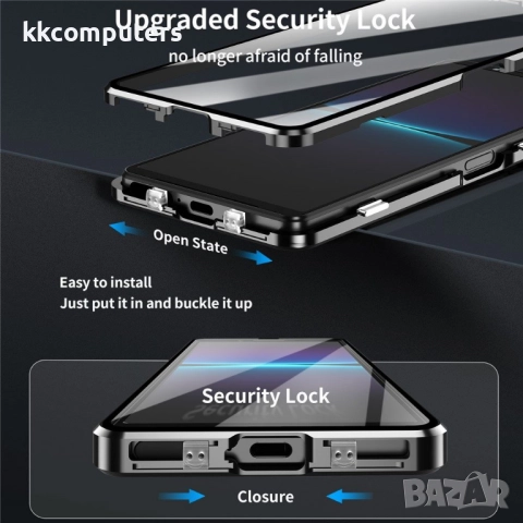 Защитен Магнитен калъф за Sony Xperia 1 VII | 360° Защита | Стъклен Протектор | Черен, Лилав, Сребри, снимка 5 - Калъфи, кейсове - 52210472