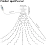shsyue Коледна украса за елха Водопадни светлини, 3,5 метра, 350 светодиода, 8 режима, топло бяло, снимка 3