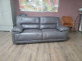 Тъмно сив кожен диван тройка, снимка 3