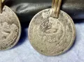 2 ВЪЗРОЖДЕНСКИ СРЕБЪРНИ ПЕНДАРА от СТАРИ ТУРСКИ СРЕБЪРНИ МОНЕТИ ОСМАНСКА ИМПЕРИЯ НАКИТИ СРЕБРО 10733, снимка 4