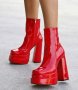 Боти на ток - червен лак - VS21, снимка 2