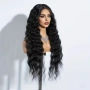 Черна вълнообразна синтетична перука 95 см, снимка 4