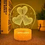 Холограмна 3D LED лампа Сърца i love you-дистанционно управление 16цвята+други режими на управление , снимка 3