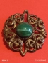 СТАРИННА БРОШКА АРТ ДЕКО СТИЛ СКЪПОЦЕННА с ЗЕЛЕН АХАТ 52224, снимка 2