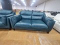 Петролено сини кожени дивани две двойки - естествена кожа, снимка 7