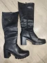 Дамски ботуши на висок ток, черни Tendenz, номер 40, снимка 1