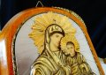 Старинна икона Св.Богородица Сумела,седеф,позлата. , снимка 5