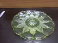 ретро стъклено плато поднос ураново стъкло , снимка 1