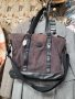 FOSSIL голяма чанта естествена кожа,черна + брезент, снимка 3