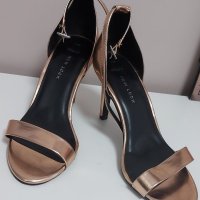 Сандали - розово злато и черни, снимка 2 - Дамски обувки на ток - 40610274