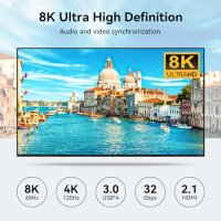Нов KVM Суич адаптер Висока Резолюция 8K/4K 3 Монитора, снимка 4 - Друга електроника - 44156353
