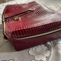 Чанта кожена, червена, лак, формат А4, снимка 2 - Чанти - 40955711