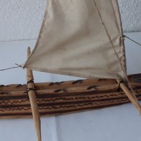 Дървена лодка с платна за декорация, морски декор, модел, макет, снимка 6 - Други - 40920601