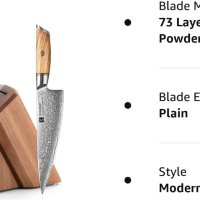 Сет от професионални ножове,XINZUO 5-Piece Knife Block Set, 73 Layers Damascus Powder Steel , снимка 8 - Прибори за хранене, готвене и сервиране - 44146822