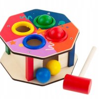 Дървена игра с чукче и топчета, снимка 7 - Образователни игри - 42444511