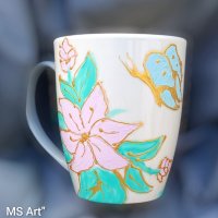 Ръчно рисувана порцеланова чаша, снимка 3 - Чаши - 35874408