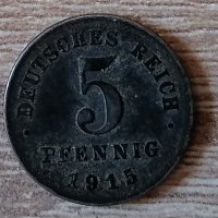 5 пфенига 1915 Германия с160, снимка 1 - Нумизматика и бонистика - 35980122