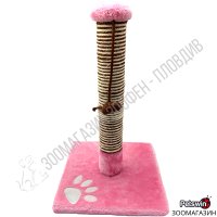 Драскало за Коте - с играчка Мишка - 31см/31см/48см - Розова разцветка - Pet Interest, снимка 1 - За котки - 25007266