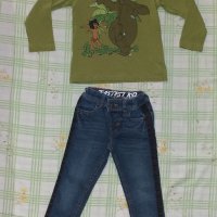 Детски дънки и блуза от H&M, снимка 1 - Детски панталони и дънки - 41292855
