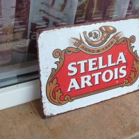 Метална табела Stella Artois бира Стела Артоа реклама бутилка чаша, снимка 2 - Декорация за дома - 37375881