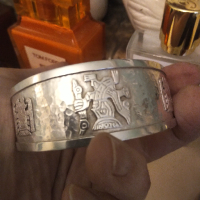 Гривна масивно сребро ръчна изработка Мексико, снимка 8 - Гривни - 44781515