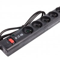 Разклонител 6 гнезда с ключ Eaton SS000033 черен 1м. кабел протектор Surge protector, снимка 1 - Друга електроника - 35932271