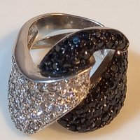 Отворен сребърен пръстен с камъни , снимка 1 - Пръстени - 39610679
