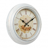 Декоративен Стенен часовник, Винтидж дизайн, Бял с цветя, снимка 2 - Стенни часовници - 36219501