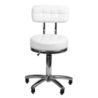 Козметичен стол - табуретка с облегалка AM-877 55/74 см - бяла/черна, снимка 4 - Друго оборудване - 41018630