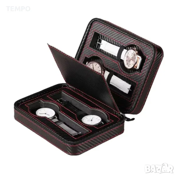 КОЖЕН КАЛЪФ за 4 ЧАСОВНИКА- КАРБОН + ПОДАРЪК, снимка 1