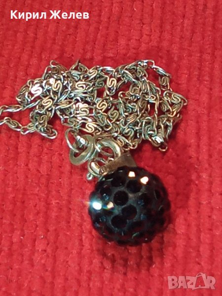 ФИНО СРЕБЪРНО КОЛИЕ СРЕБРО 925 ВЕРИЖКА с РЕТРО ПЛЕТКА МЕЧА СТЪПКА и КРИСТАЛЕН МЕДАЛЬОН с ЕМАЙЛ 32392, снимка 1