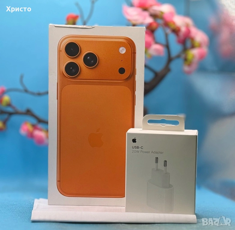 НОВ!!! Apple iPhone 17 Pro Max, 512GB, 5G, Cosmic Orange + подарък оригинален адаптер Apple, снимка 1