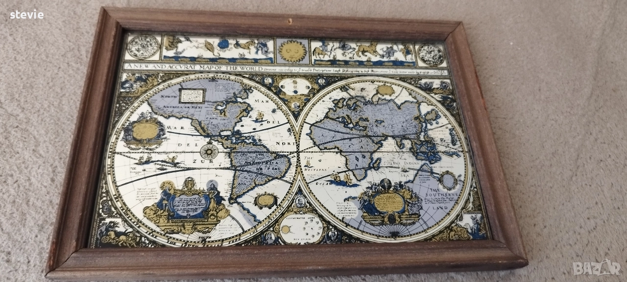 Стар атлас - огледало, снимка 1