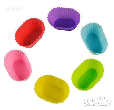 Мини хапки продълговати обли кошнички кошничка тарталета силиконов молд форма фондан бонбон гипс шок, снимка 1