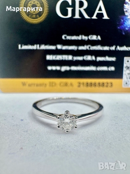 Сребърен пръстен с мойсанит (Диамант) 0.3 карата, снимка 1