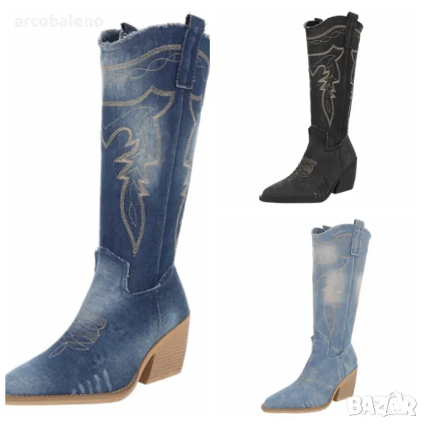 Дамски западни и байкърски ботуши, 3цвята , снимка 1